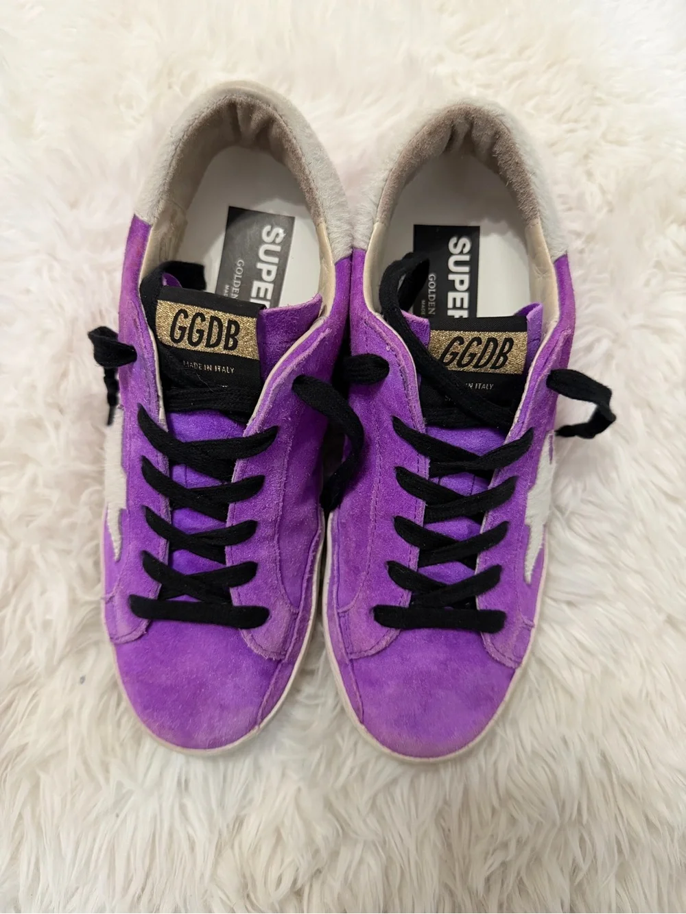 Golden Goose Purple Suede Star Sneakers with Black Laces Size 36 US 6